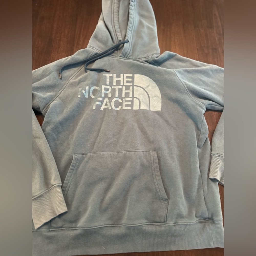 The North Face Sweatshirt Hoodie Women's S Long Sleeve Graphic Logo Pocket Blue